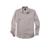 OLYMP Casual Regular Fit Leinenhemd beige, Bedruckt