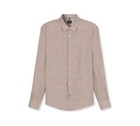 Langarmhemd OLYMP "OLYMP Casual, regular fit, Kent", Herren, Gr. M, Normaler Arm, braun, 100% Leinen, Hemden (77429754-M) braun