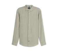 OLYMP Casual Regular Fit Leinenhemd oliv, Einfarbig