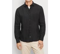 OLYMP Casual Regular Fit Leinenhemd schwarz, Einfarbig