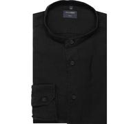 OLYMP Leinenhemd Casual Regular Fit Schwarz Einfarbig Größe M