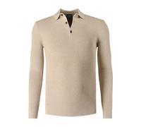 OLYMP Casual Regular Fit Longsleeve Poloshirt hellbeige, Strukturiert