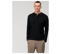 OLYMP Casual Regular Fit Longsleeve Poloshirt schwarz, Strukturiert