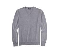 V-Ausschnitt-Pullover OLYMP "OLYMP Strick Casual", Herren, Gr. 3XL, grau (silbergrau), Obermaterial: 100% Schurwolle, tailliert, V-Ausschnitt, Pullover, klassischer Strickpullover (53923930-XXXL) silb