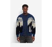 OLYMP Casual Regular Fit Strickjacke marine, Jacquardmuster