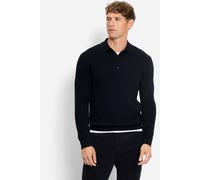 Polokragenpullover OLYMP "Waffle Structure Pullover", Herren, Gr. XL, blau (marine), Strick, Obermaterial: 89% Baumwolle, 11% Polyamid, regular fit, Rippbündchen, Pullover, strukturiert, unifarben, re