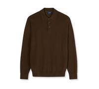 Langarm-Poloshirt OLYMP "OLYMP Casual Strick, Polo langarm", Herren, Gr. XXL, braun (schwarz, braun), 100% Schurwolle, Shirts (88476105-XXL) schwarz, braun