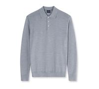 Langarm-Poloshirt OLYMP "OLYMP Casual Strick, Polo langarm", Herren, Gr. S, grau (silbergrau), 100% Schurwolle, Shirts (96356961-S) silbergrau