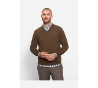 OLYMP Casual Regular Fit Strickpullover V-Ausschnitt braun, Einfarbig