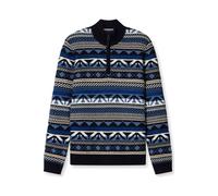 OLYMP Casual Regular Fit Strickpullover Zip marine, Jacquardmuster