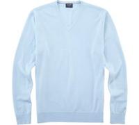 Rundhalspullover OLYMP "OLYMP Strick Casual", Herren, Gr. M, blau (hellblau), Strick, Obermaterial: 100% Schurwolle, regular fit, V-Ausschnitt, Pullover Rundhalspullover (32404250-M) hellblau