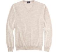 OLYMP Herrenpullover V-Ausschnitt Casual Strick 100% Schurwolle Regular Fit Hellbeige 3XL