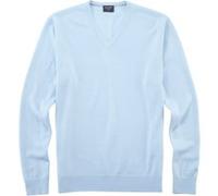 Rundhalspullover OLYMP "OLYMP Strick Casual", Herren, Gr. XL, blau (hellblau), Strick, Obermaterial: 100% Schurwolle, regular fit, V-Ausschnitt, Pullover Rundhalspullover (32404250-XL) hellblau