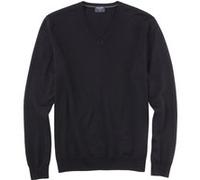 OLYMP Herrenpullover V‑Ausschnitt – Casual-Strick, Single Jersey, Regular Fit, Schwarz, Gr. L