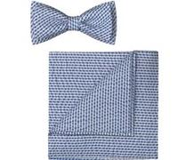 OLYMP Set Fliege, Einstecktuch bleu, Gemustert