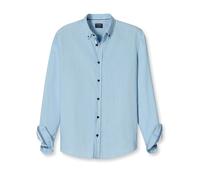 Langarmhemd OLYMP, Herren, Gr. L, N-Gr, blau (bleu), Twill, Cord, Obermaterial: 100% Baumwolle, casual, Langarm Manschette, Hemden, Regular Fit, Businesshemd, Button-down-Kragen, Feincord (86113450-L)