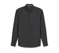 Langarmhemd OLYMP, Herren, Gr. S, N-Gr, schwarz, Twill, Obermaterial: 100% Baumwolle, casual, regular fit normal, Langarm Manschette, Hemden, Button-down-Kragen, regular fit, casual (98158862-S) schwa