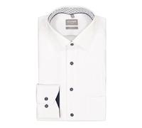 OLYMP Herren Businesshemd Comfort Fit Bügelfrei | Weiß mit Besatz | New Kent Kragen Gr. 46