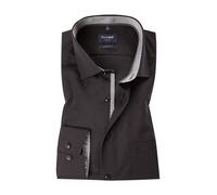 Businesshemd OLYMP "Luxor modern fit", Herren, Gr. 43, N-Gr, schwarz, Web, Obermaterial: 100% Baumwolle, tailliert, 1-Knopf-Manschette verstellbar, Hemden, mit extra langen Ärmeln (41995227-43) schwar
