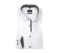 Businesshemd OLYMP "No. Six super slim", Herren, Gr. 37, N-Gr, weiß (weiß, kontrastfarbene details), Web, Obermaterial: 97% Baumwolle, 3% Elastolefin, sehr schmal, Hemden, super slim, Comfort Stretch,