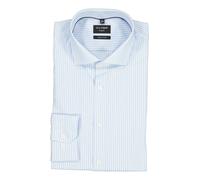 Langarmhemd OLYMP "No 6 six", Herren, Gr. 40, N-Gr, blau (bleu), Web, Obermaterial: 100% Baumwolle, gestreift, casual, sehr schmal, Langarm 2-Knopf-Manschette, Hemden, gestreift, Businesshemd, super s