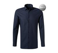 Businesshemd OLYMP "No. Six 24/Seven super slim", Herren, Gr. 43, N-Gr, blau (marine), Jersey, Obermaterial: 64% Baumwolle, 27% Polyester, 9% Elasthan, Hemden, Jersey-Hemd (50991853-43) marine