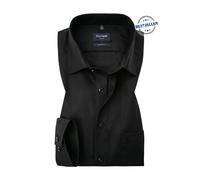 Businesshemd OLYMP "Luxor modern fit", Herren, Gr. 43, N-Gr, schwarz, Obermaterial: 100% Baumwolle, unifarben, tailliert, verstellbar eckige 1-Knopf-Manschette mit Knöpfen, Hemden, Bügelfrei (115179-4