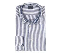 OLYMP Casual Regular Fit Leinenhemd blau, Gestreift