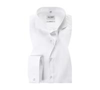 OLYMP Hemd Herren Slim Fit Umschlagmanschetten Haifischkragen Baumwoll-Stretch weiß, 45