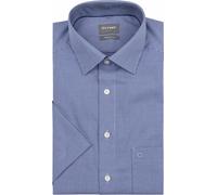 OLYMP Luxor comfort fit Hemd Halbarm New Kent Kragen Karo dunkelblau, Gr. 44