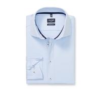 Langarmhemd OLYMP "Luxor 24/Seven", Herren, Gr. 44, N-Gr, blau (bleu), Web, Obermaterial: 64% Baumwolle, 27% Polyester, 9% Elasthan, casual, Langarm 2-Knopf-Manschette, Hemden, Climate Control, modern