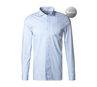 Businesshemd OLYMP "OLYMP Level Five 24/Seven, body fit, Businesshemd, Kent", Herren, Gr. 41, Normaler Arm, bleu, 92% Baumwolle, 8% Elasthan, Hemden (42356836-41) bleu