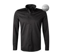 Businesshemd OLYMP "Level Five body fit Jerseyshirt", Herren, Gr. 41, N-Gr, schwarz, Web, Obermaterial: 92% Baumwolle, 8% Elasthan, elegant, schmal, Langarm, Hemden, in Jersey Qualität (95376960-41) s