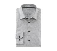 OLYMP Herrem Oberhemd Langarm Level Five - Jersey Hemd, Atmungsaktives Gewebe, NY Kent Kragen - Hemden Herren Modern Fit - Silbergrau 63-38