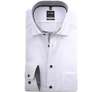 Olymp Herrem Oberhemd Langarm Level Five - Jersey Hemd, Atmungsaktives Gewebe, NY Kent Kragen - Hemden Herren Modern Fit - Weiß