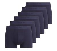 OLYMP Herren Boxershorts, 6er Pack - Trunks, Cotton Stretch, Logo, einfarbig Blau M