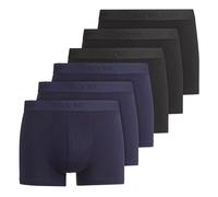 OLYMP Herren Boxershorts, 6er Pack - Trunks, Cotton Stretch, Logo, einfarbig Blau/Schwarz 2XL