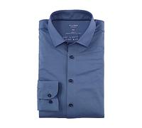 Businesshemd OLYMP "Level Five body fit Jerseyshirt", Herren, Gr. 41, N-Gr, blau (nürnbergerblau), Web, Obermaterial: 92% Baumwolle, 8% Elasthan, elegant, schmal, Langarm, Hemden, in Jersey Qualität (