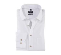OLYMP Herren Businesshemd Langarm Luxor,Einfarbig,modern fit,Global Kent,Weiss 00,43