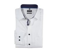OLYMP Herren Businesshemd Luxor - Pflegeleichte Hemden - Einfarbig, Comfort fit, Kent Kragen - Langarm Hemd Herren - Weiss 00-54