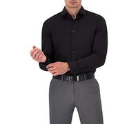 OLYMP Herren Businesshemd No. Six 24/Seven,Männer Hemd,Langarm,Einfarbig,Uni,super Slim,Urban Kent,bequem wie EIN T-Shirt,schwarz 68,44