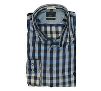 OLYMP Herren Freizeithemd Casual Modern Fit | Karo Grau-Blau | Kent Kragen Gr. L