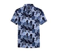 OLYMP Herren Freizeithemd Kurzarm Casual,Digitaldruck auf Uni,modern fit,Revers-Kragen,Marine 18,M