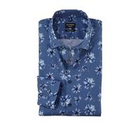 OLYMP Herren Freizeithemd Kurzarm Casual,Rotationsdruck auf Uni,259 Casual 22 - Hawaii - Regular FIT,06 Revers-Kragen,blau 15,S