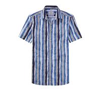 OLYMP Herren Freizeithemd Kurzarm Level Five Smart Casual,Digitaldruck auf Uni,modern fit,Kent-Kragen,Marine 18,S