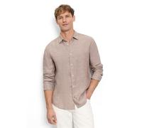 Leinenhemd OLYMP, Herren, Gr. L, N-Gr, braun, Leinenmischung, Obermaterial: 100% Leinen, meliert, unifarben, regular fit normal, 1-Knopf-Manschette mit Schlitz, Hemden, Kentkragen, casual (33787105-L)