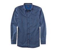 OLYMP Herren Freizeithemd Langarm Casual,Kariert,Regular fit,Button-Down-Kragen,schwarz 68,M