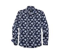 OLYMP Casual Regular Fit Leinenhemd marine, Bedruckt