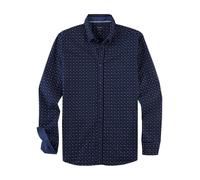 OLYMP Herren Freizeithemd Langarm Casual,Rotationsdruck auf Uni,059 Casual 22,04 Button-Down-Kragen,Marine 18,M