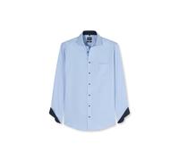 OLYMP Herrenoberhemd Langarm Luxor Natté Modern Fit Global Kent Hellblau Gr. 38